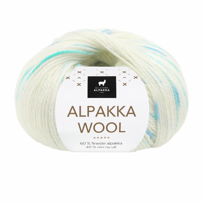 Alpakka Wool - Hvit/blå print