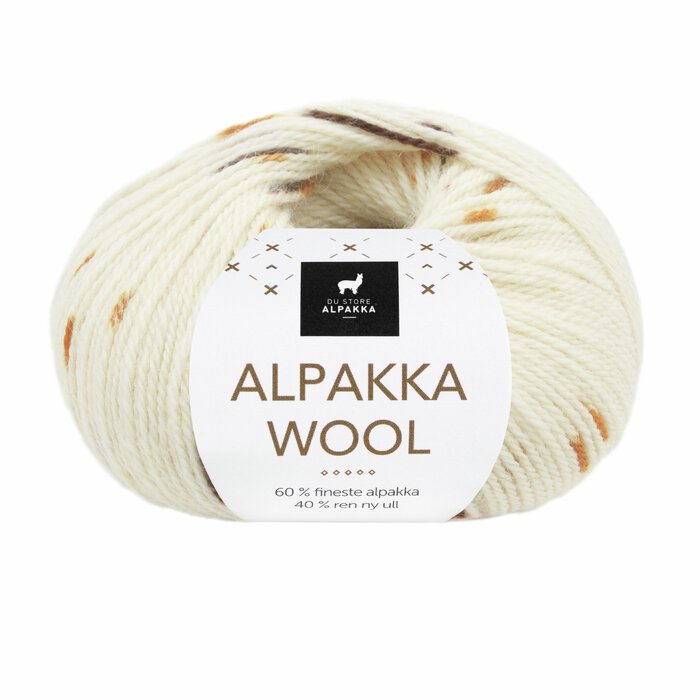 Alpakka Wool - Natur/brun/rød/safran print
